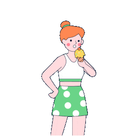 夏季卡通吃冰淇淋的女孩卡通gif图素材