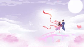 七夕情人节牛郎织女紫色国潮风横版背景浪漫gif图素材图片