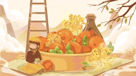 金色秋天霜降节气手绘插画手绘视频背景gif图素材图片