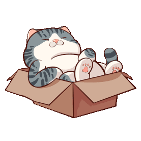 躺在盒子里的肥猫卡通gif图素材