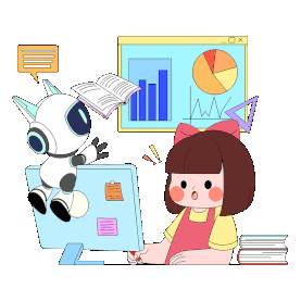 AI教育培训机器人女孩线上教学卡通gif图素材