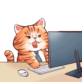 努力工作玩电脑的小猫咪漫画风gif图素材