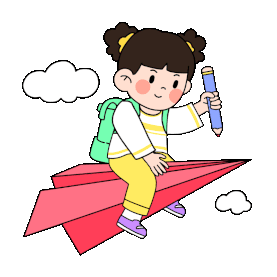 六一儿童节坐纸飞机女孩卡通gif图素材图片
