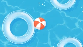 夏天夏季游泳游泳圈球蓝色简约视频背景gif图素材