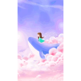 简约梦幻童年61儿童节蓝紫色云层竖版视频背景海报gif图素材