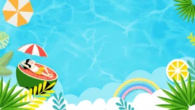 卡通夏季背景西瓜蓝色剪纸视频背景gif图素材