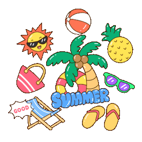 夏天夏日清凉旅游椰子树太阳贴纸gif图素材
