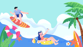 夏天夏季清爽夏日海边度假冲浪视频背景gif图素材